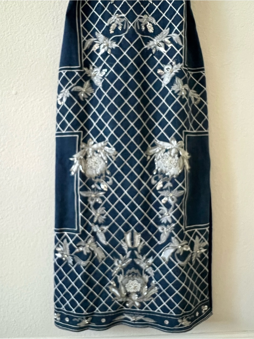 NWT Karen Millen Beaded Embellished Denim Woven Halter Midi Dress US 6 - Picture 11 of 16